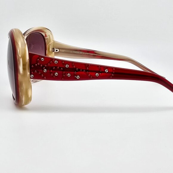 *SOLD* Judith Leiber JL1045B 06 Red Rhinestone Frame Red Gradient Len Sunglasses - Picture 4 of 15